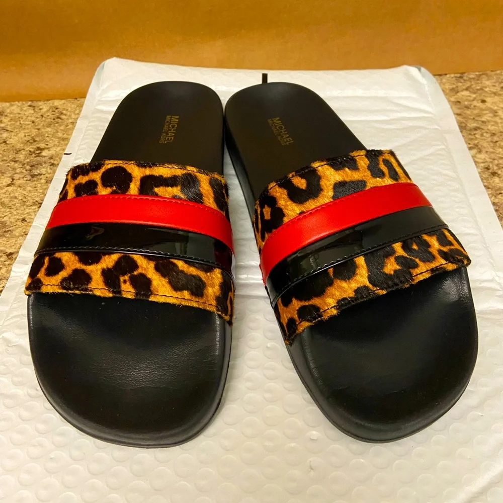 Michael Kors Animal Print Slides - Picture 5 of 14